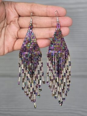 Handmade Willow Boho Beaded Fringe Earrings Jewelry Boheme